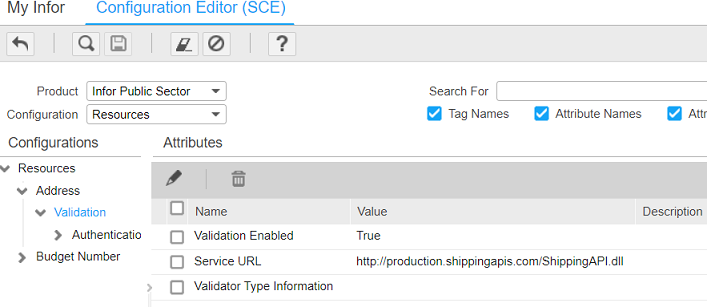 Address node in Resources configuration