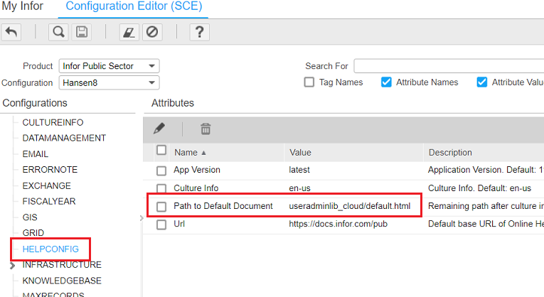 HELPCONFIG node in Hansen8 configuration