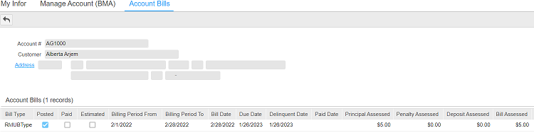 Account Bills grid