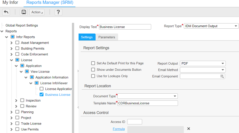 IDM Business License report