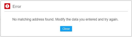 No matching address found