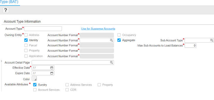 Defining an aggregate account type