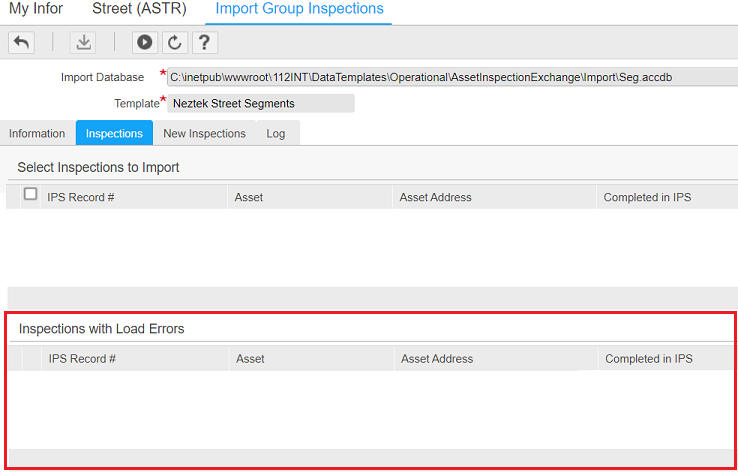 Inspections With Load Errors grid