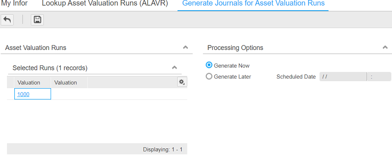 Generating asset valuation journal entries