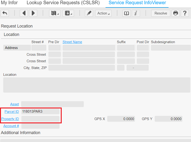 Parcel and Property links in Service Request InfoViewer