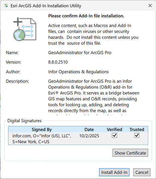 ESRI ArcGIS Add-in Installation Utility