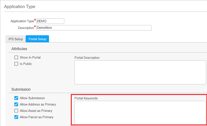 Portal Keywords field in Application Workflow