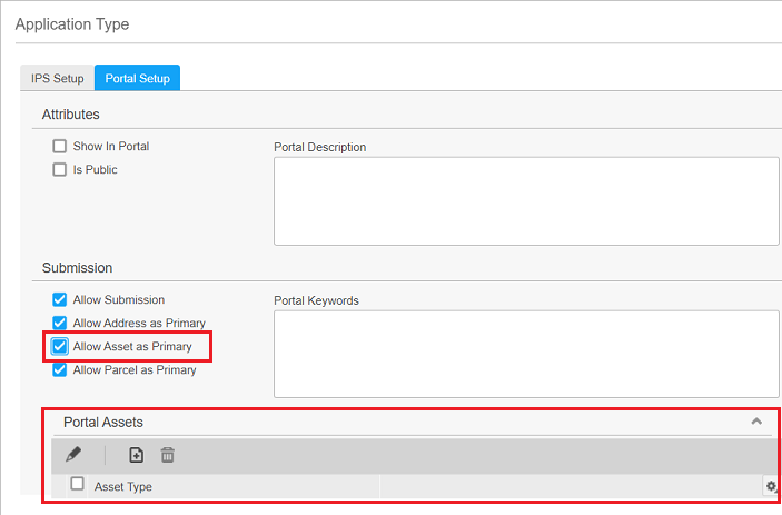 Asset as primary site in Application Workflow