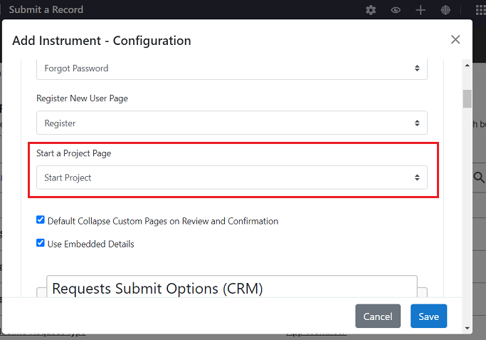 Add Instrument widget configuration