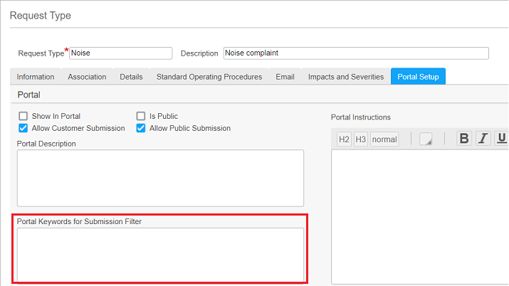 Portal Keywords for Submission Filter