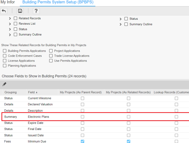 Electronic plans in Building Permits System Setup