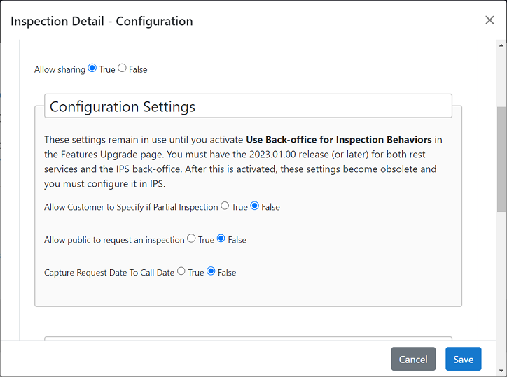 Inspection Detail widget configuration