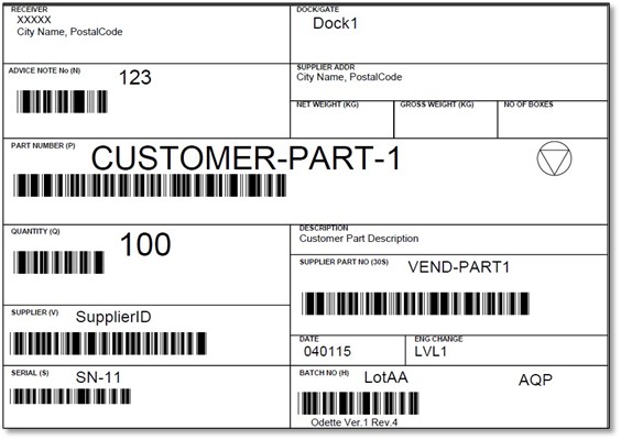 B10 Generic master label - Customer Part 1