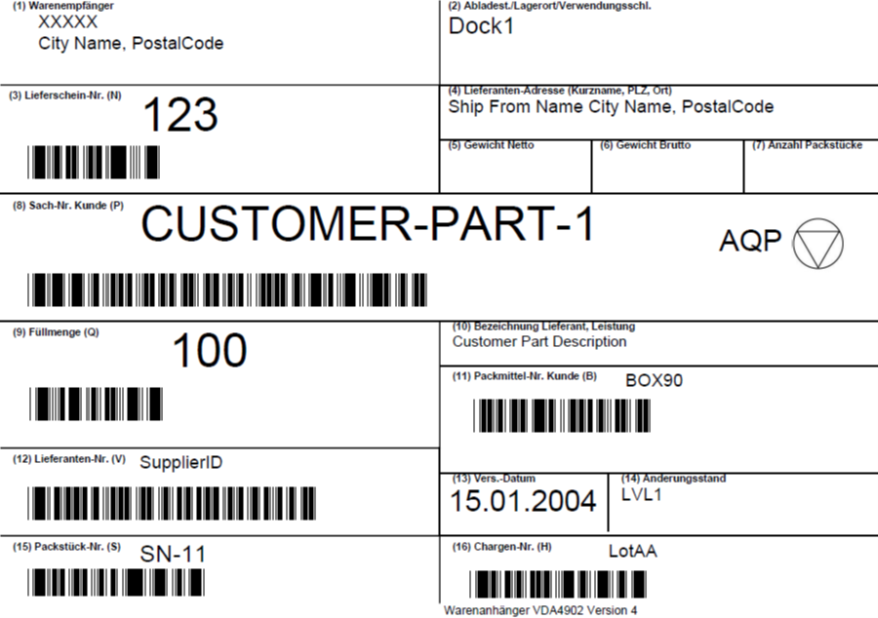 VDA Generic Mix label
