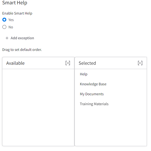 Smart Help Settings