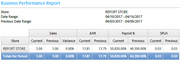 Business Performance Report