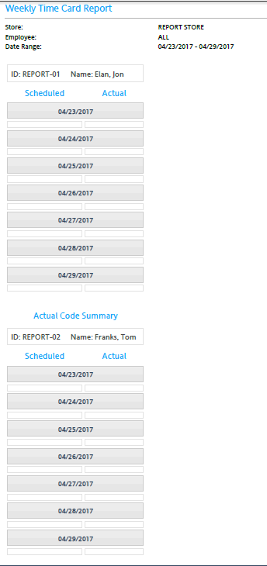 Weekly Time Card Report