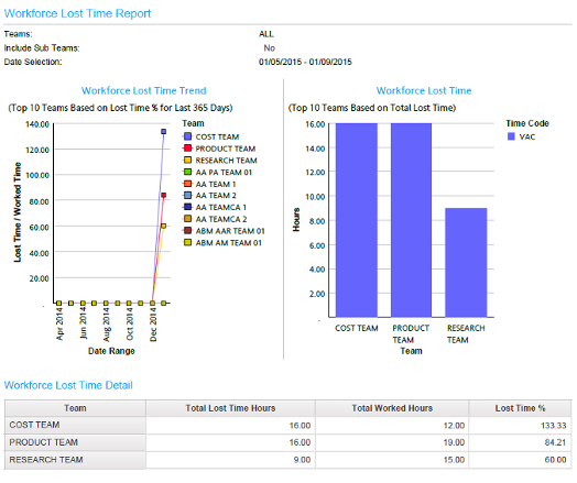 Workforce Lost Time Report