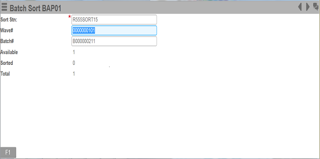 Batch Sort BAP01 Screen 2